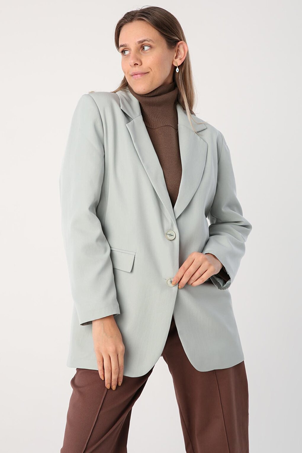 Mint Button Blazer Jacket