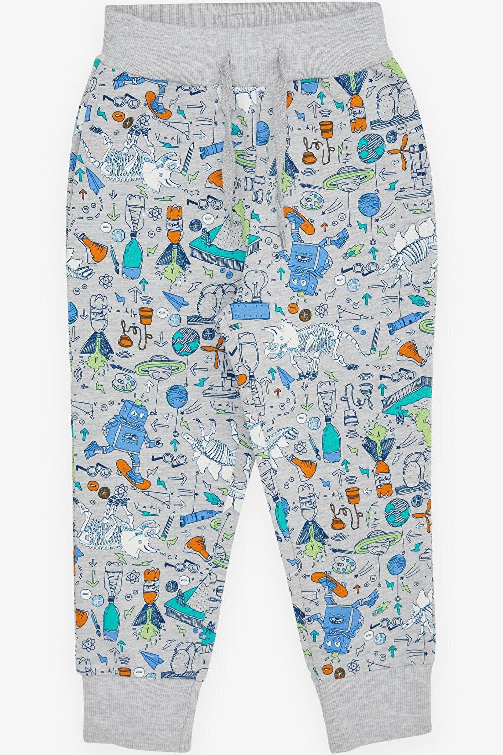 Boy's Sweatpants Science Themed Gray Melange (Age 1.5-4)