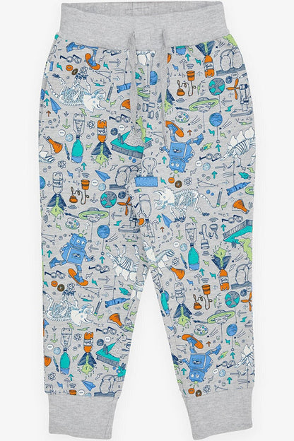 Boy's Sweatpants Science Themed Gray Melange (Age 1.5-4)