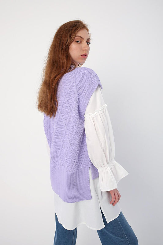 Light Lilac Short V-Neck Vest