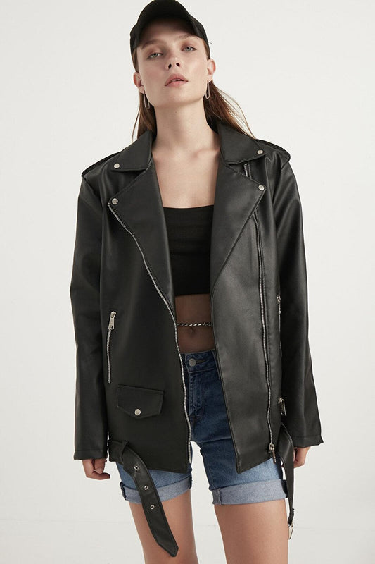 Women's Oversize Biker Leather Jacket