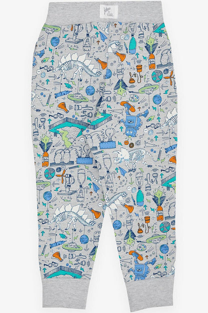 Boy's Sweatpants Science Themed Gray Melange (Age 1.5-4)