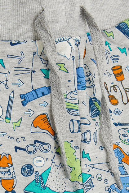 Boy's Sweatpants Science Themed Gray Melange (Age 1.5-4)