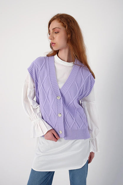 Light Lilac Short V-Neck Vest