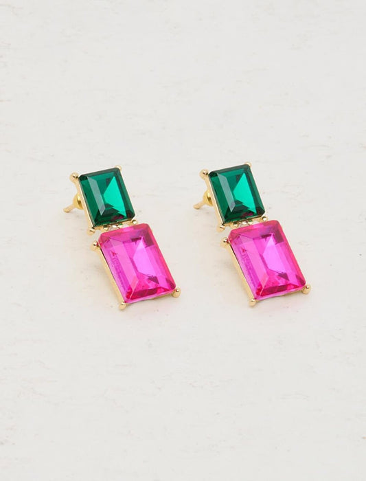 Pink Shiny Stone Dangle Earrings