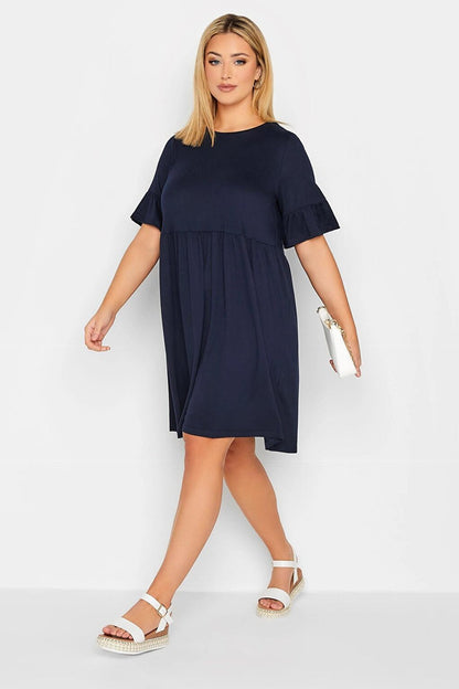 Plus Size Half Sleeve Round Neck Basic Short Dress 301856