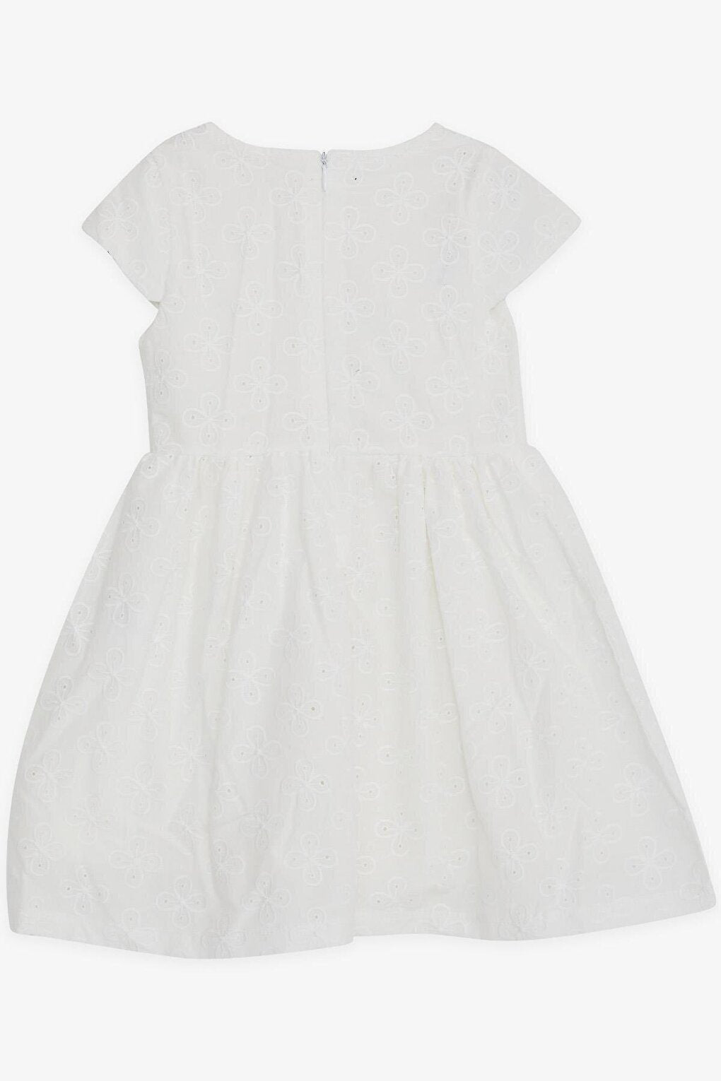 Girl's Short Sleeve Dress White with Bow (Age 3-8)