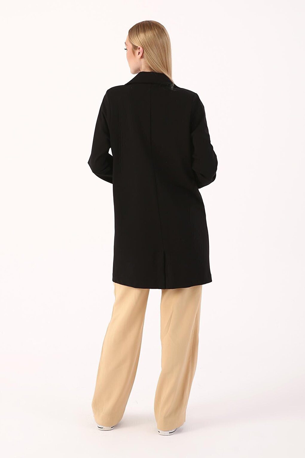 Black Single Button Combed Cotton Jacket