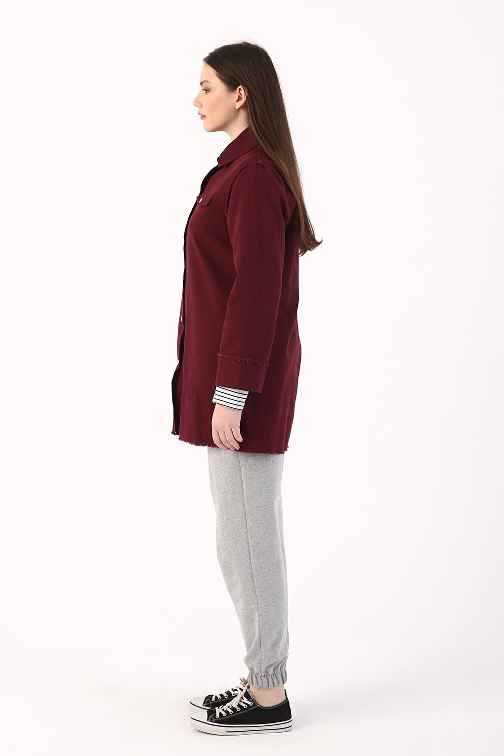 Claret Red Tasseled Snap Jacket