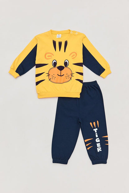 Printed Crew Neck Boys Tracksuit Set