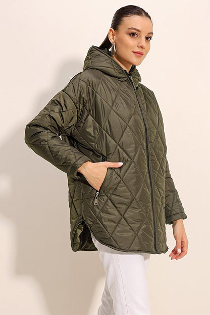 5181 Hooded Quilted Coat - Khaki