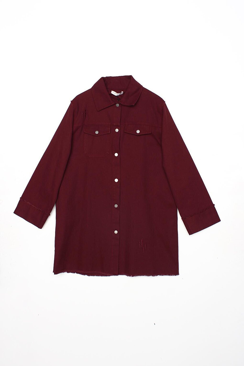 Claret Red Tasseled Snap Jacket