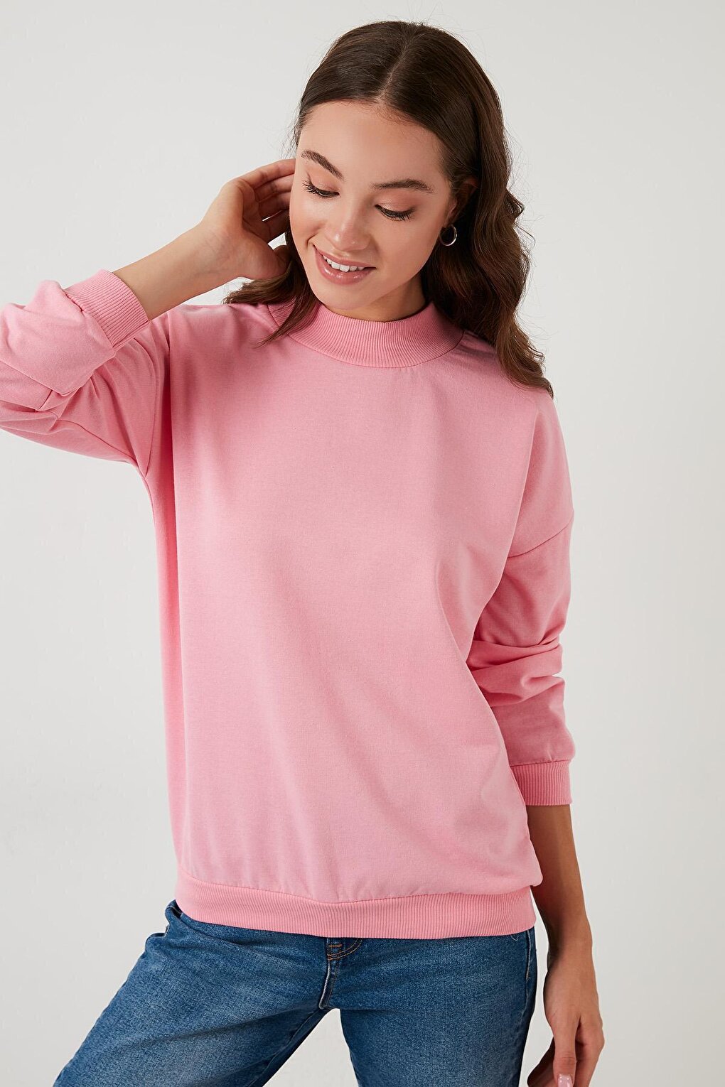 Stand Collar Basic Knitted Sweat 5863323