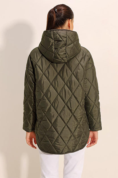 5181 Hooded Quilted Coat - Khaki