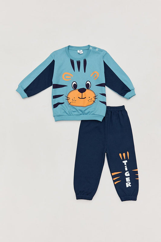 Printed Crew Neck Boys Tracksuit Set