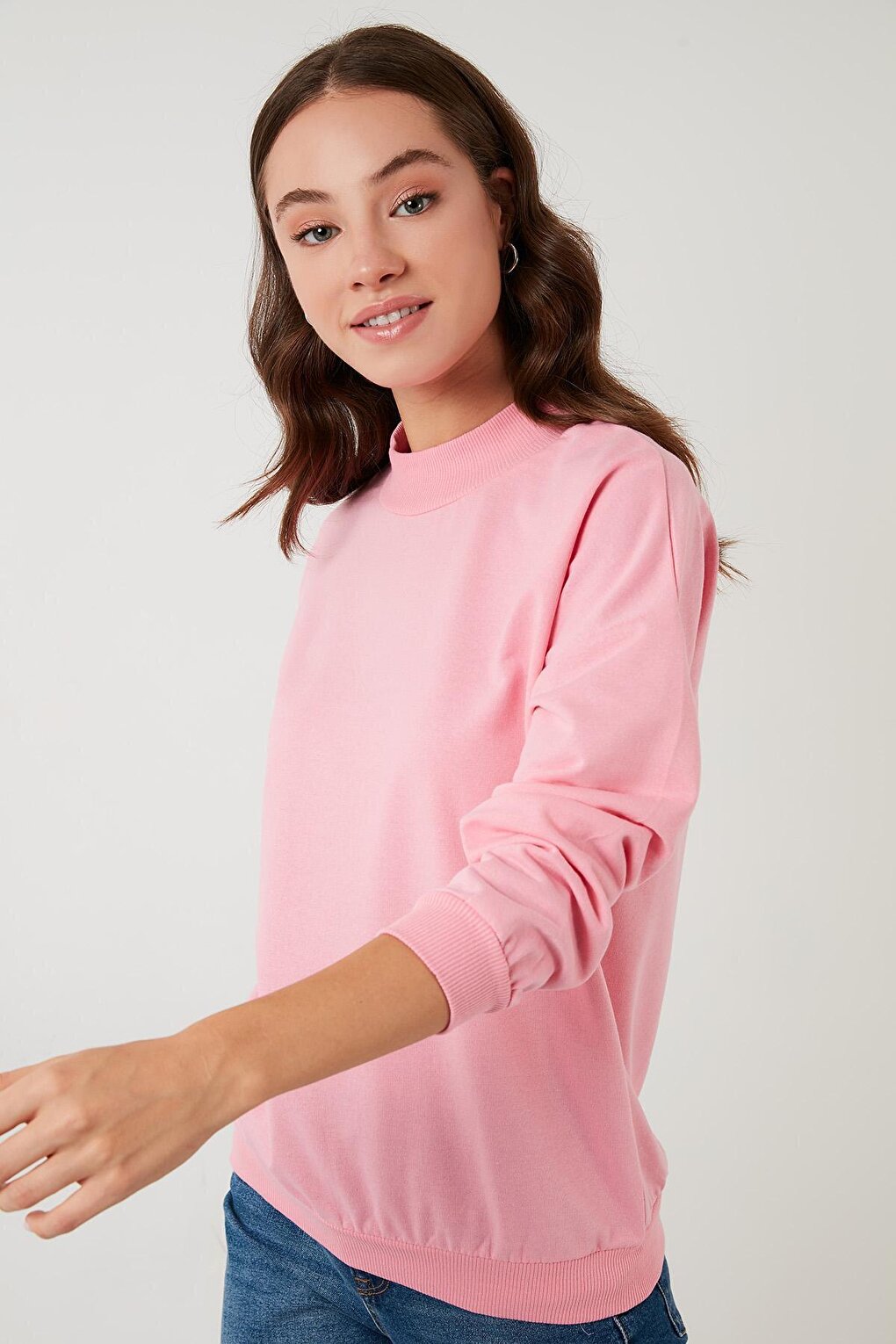 Stand Collar Basic Knitted Sweat 5863323