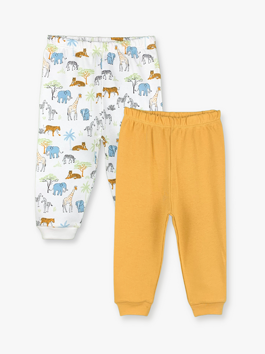 Printed Baby Boy Tracksuit Bottom with Elastic Waist, 2-pack