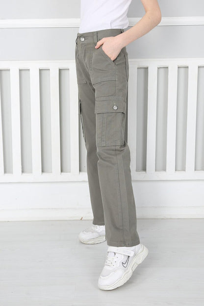 Girl's Flare Leg Linen Cargo Pants