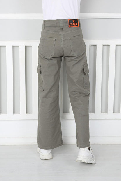 Girl's Flare Leg Linen Cargo Pants