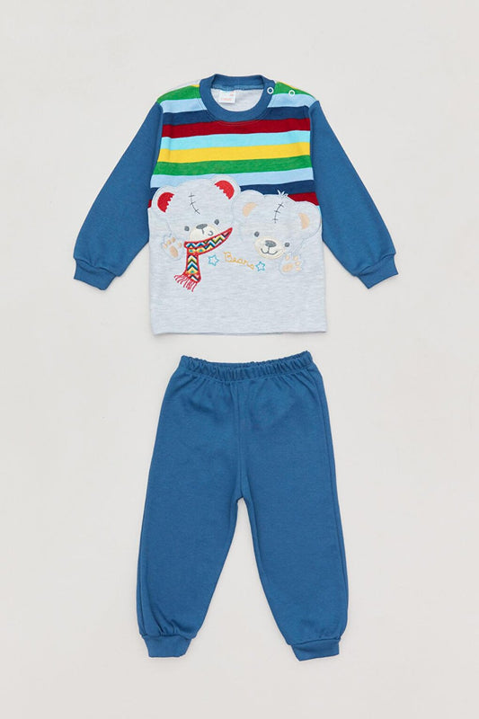 Unisex Children's Tracksuit Set with Teddy Bear Embroidery