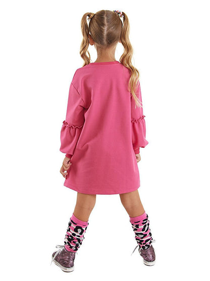 Leopard Zebra Girl's Pink Dress