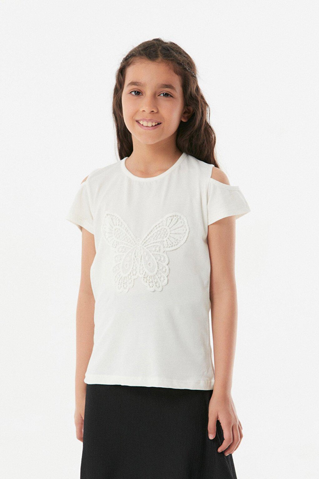 Butterfly Embroidered Girl's T-Shirt