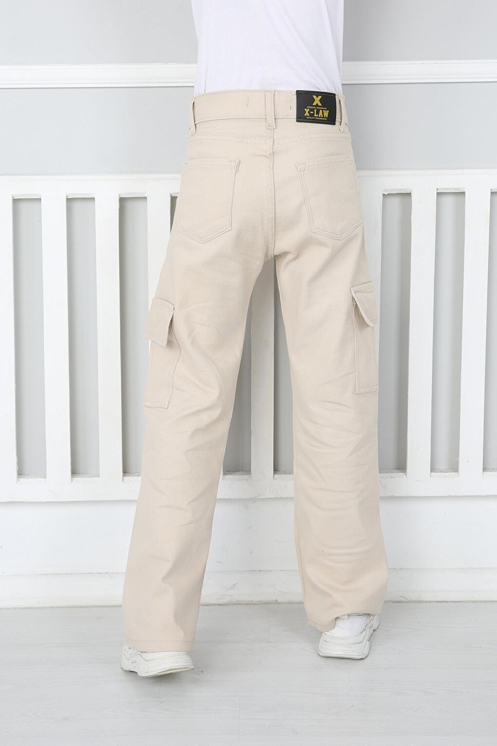 Girl's Flare Leg Linen Cargo Pants