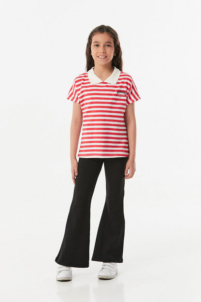 Striped Polo Neck Girls' T-Shirt