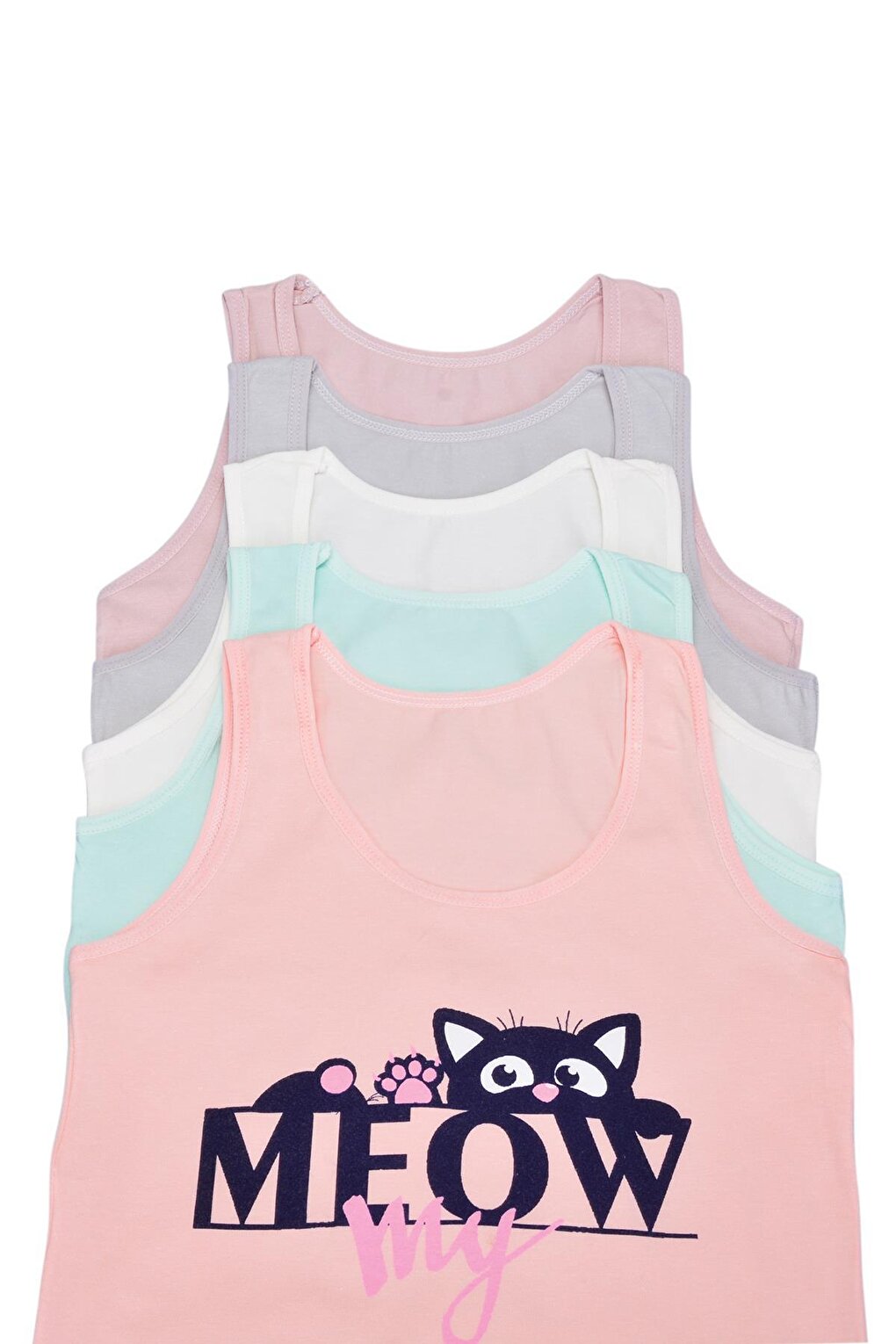 Girl's Tank Top with Wide Straps, Pack of 5 Lycra