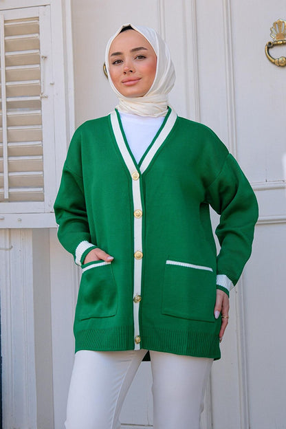 Women's Knitwear Cardigan with Pockets Emerald Green