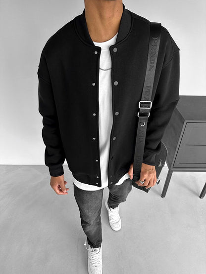 Oversize Basic College Jacket Black