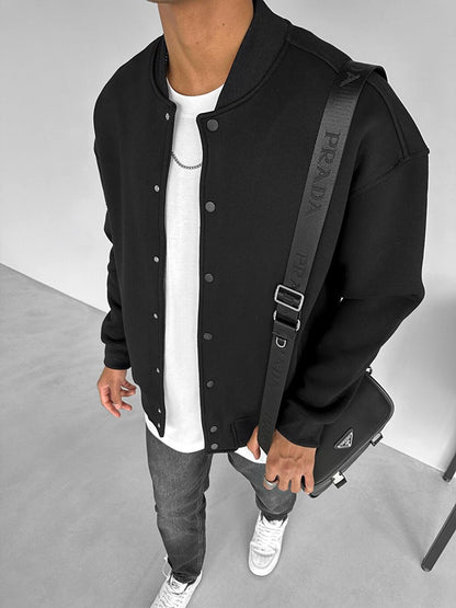 Oversize Basic College Jacket Black