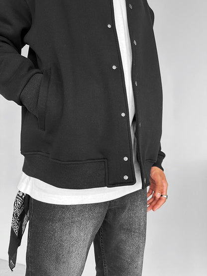 Oversize Basic College Jacket Black