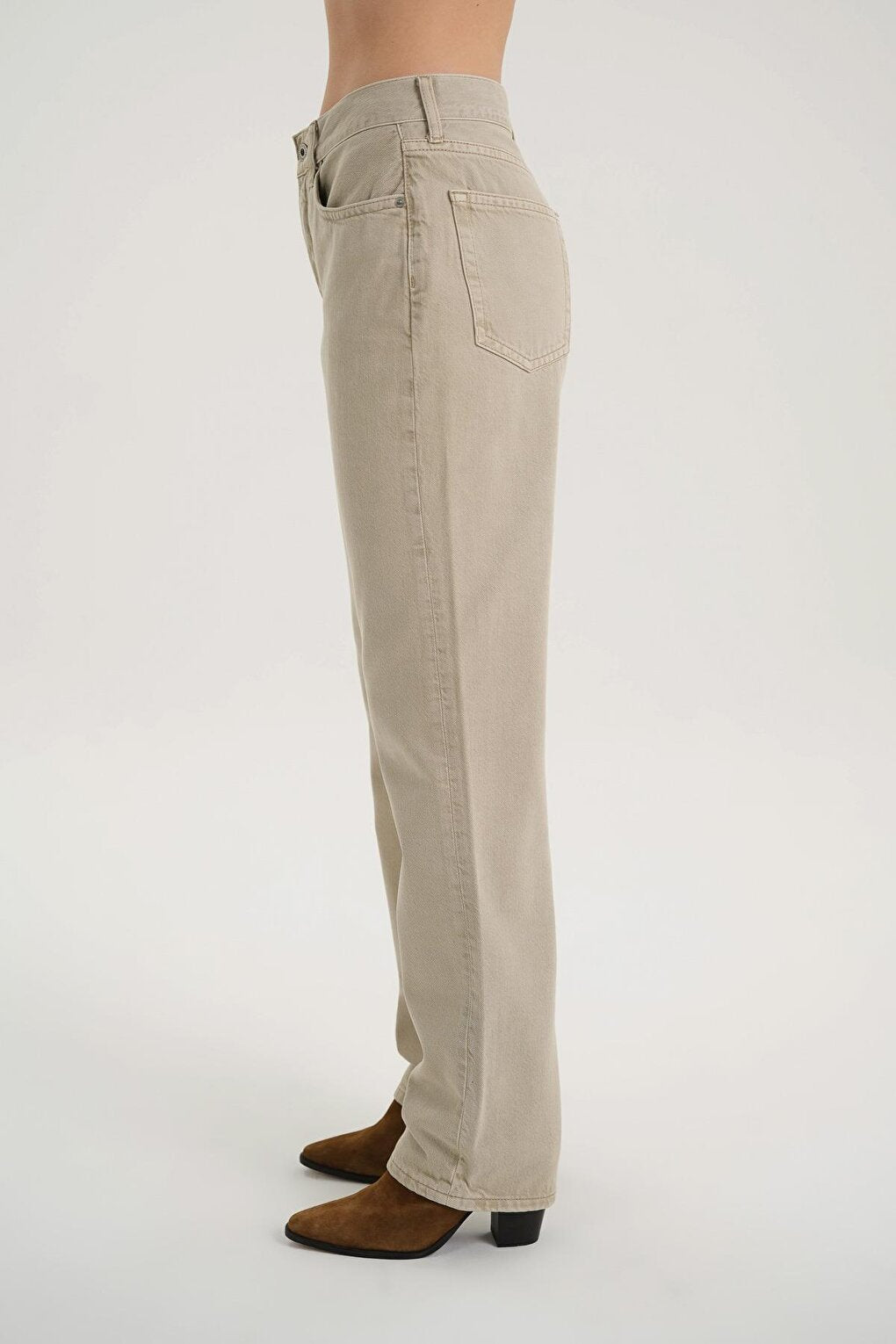 Diana Beige Color High Waist Dad Straight Fit Jean Trousers C 4517-061