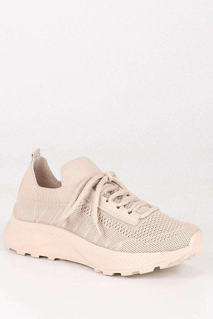 Round Toe Padded Sole Knitwear Women's Sneaker 37511