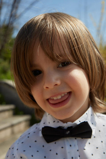 Printed Sleeve Foldable Bow Tie Boy's Shirt