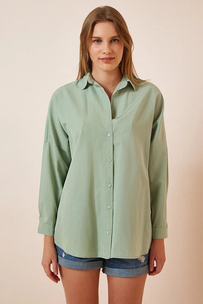 Women's Çağla Plain Plain Araboy Basic Oversize Shirt