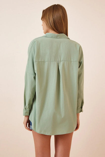 Women's Çağla Plain Plain Araboy Basic Oversize Shirt