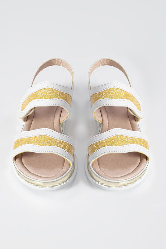 Gold-White Girls Sandals