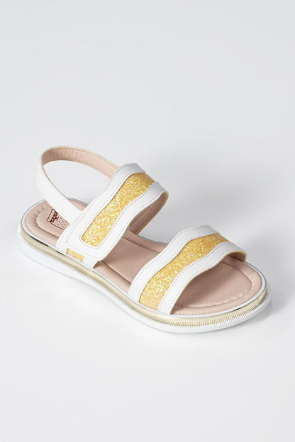 Gold-White Girls Sandals