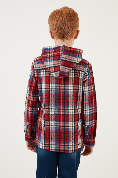 Plaid Hooded Winter Lumberjack Shirt with Pockets CF24W81779