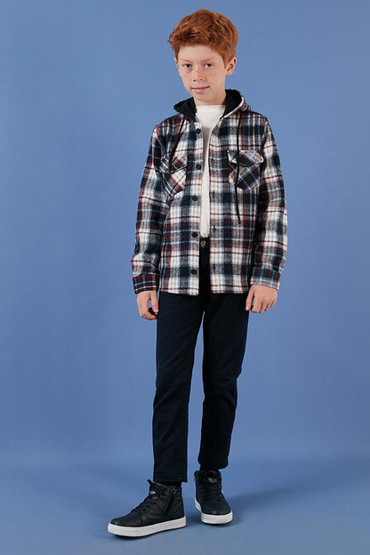 Plaid Hooded Winter Lumberjack Shirt with Pockets CF24W81779