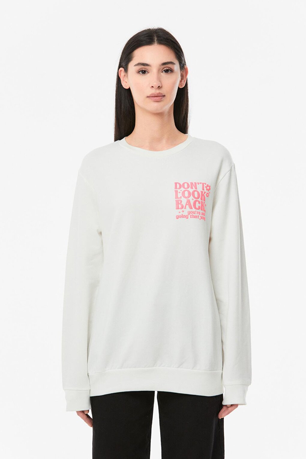 Printed Crew Neck Girl's Sweatshirt