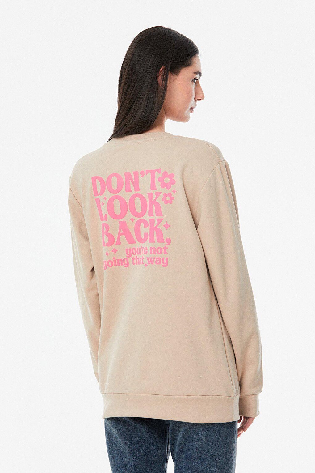 Printed Crew Neck Girl's Sweatshirt