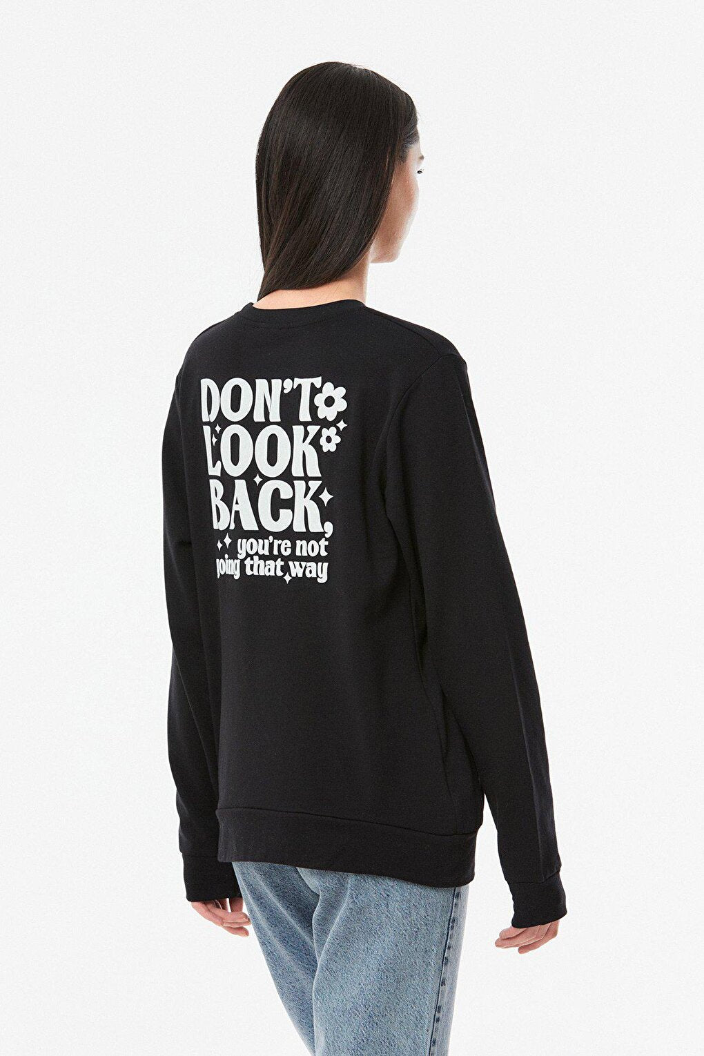 Printed Crew Neck Girl's Sweatshirt