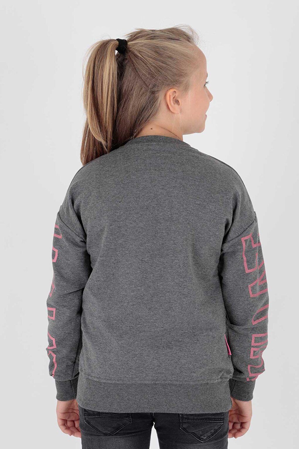 Kids Girl What Printed Sweat Long Sleeve Sweatshirt Cotton Ak15153