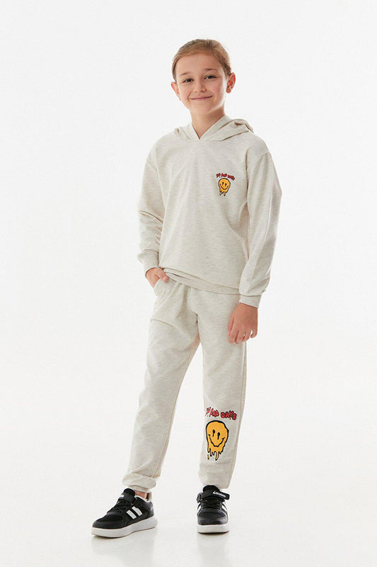 Printed Hooded Boys Tracksuit Set