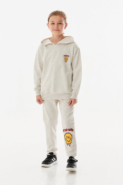 Printed Hooded Boys Tracksuit Set