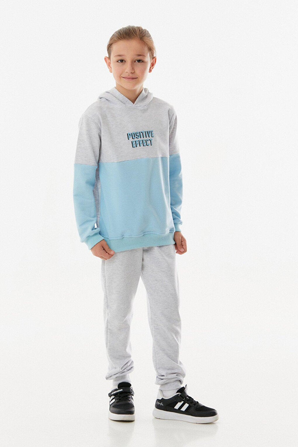 Text Printed Hooded Boys Tracksuit Set