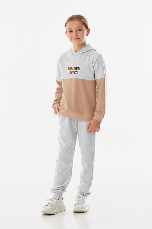 Text Printed Hooded Boys Tracksuit Set